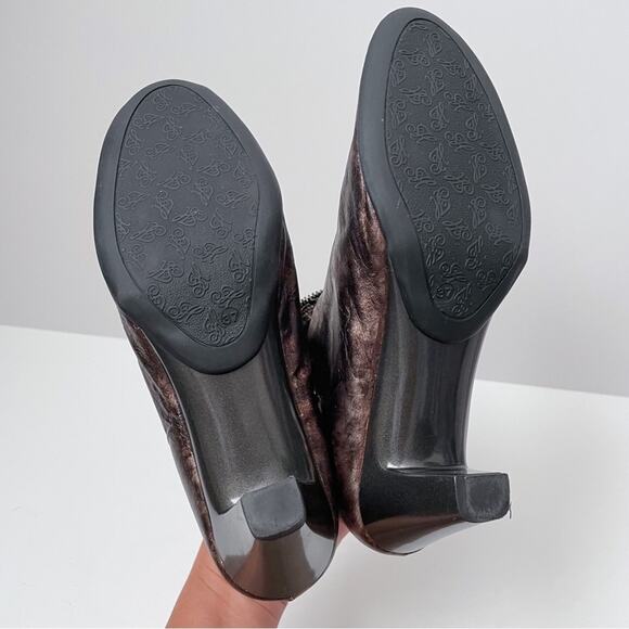 Helle Comfort Brown Booties Metallic Zipper Accent - Picture 8 of 11